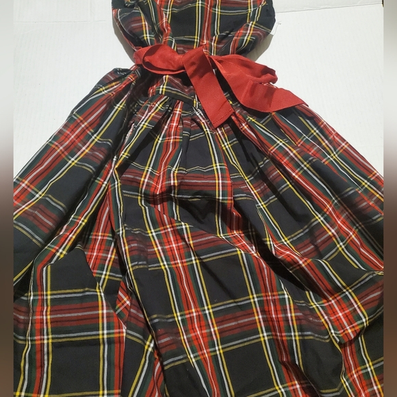 Crewcuts Holiday Tartan Plaid Girls Dress with Red Bow  NWT - Picture 2 of 5